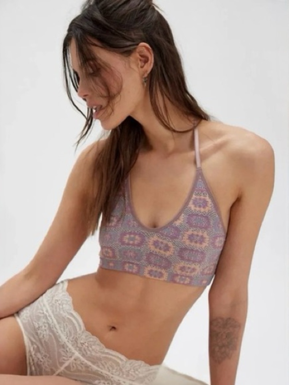 Free People Intimately Granny Square Bralette Size M/L NWT